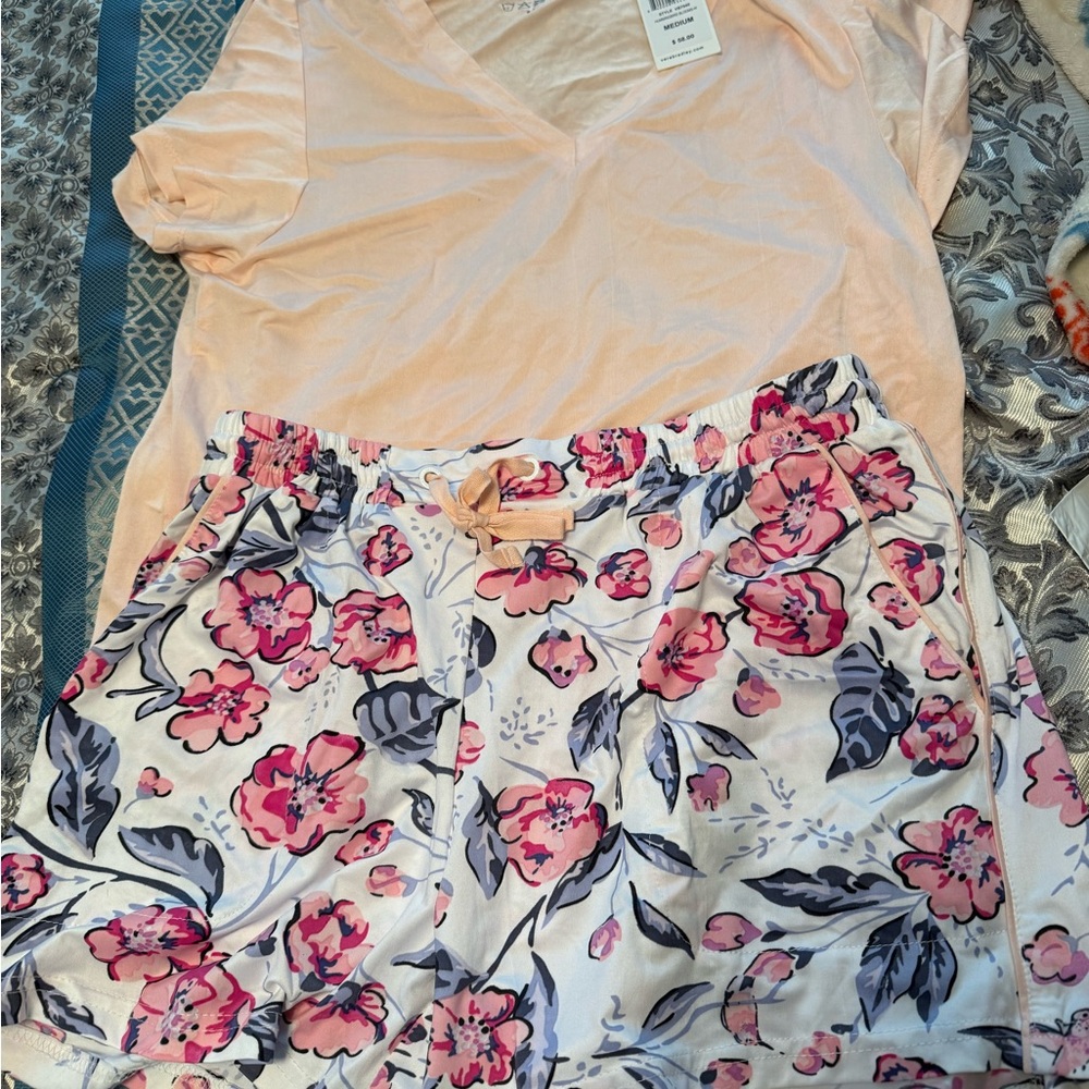 Vera Bradley Pink and Gray Floral Shorts